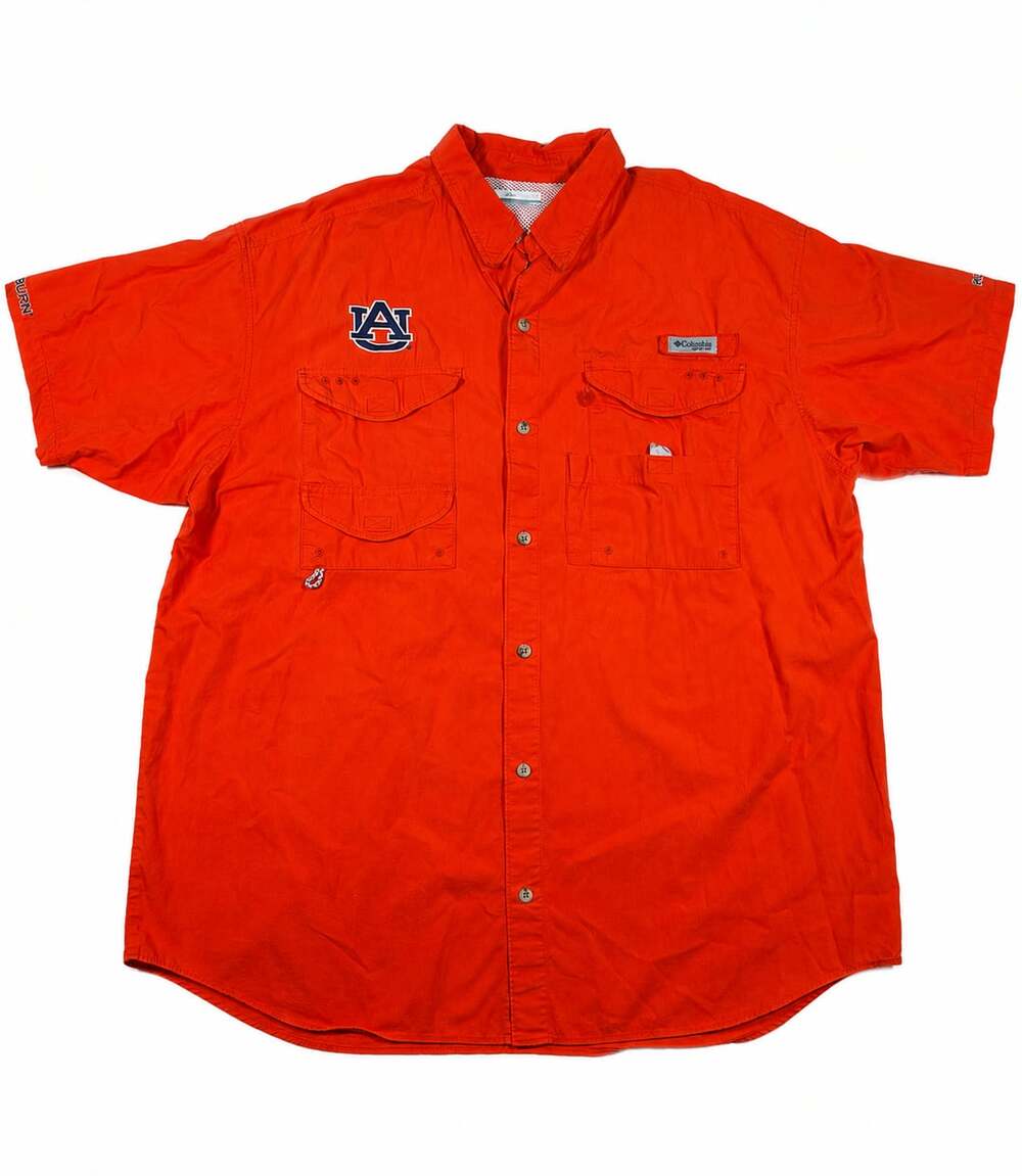 Columbia PFG Auburn Tigers College Fishing Shirt Short Sleeve Button Up